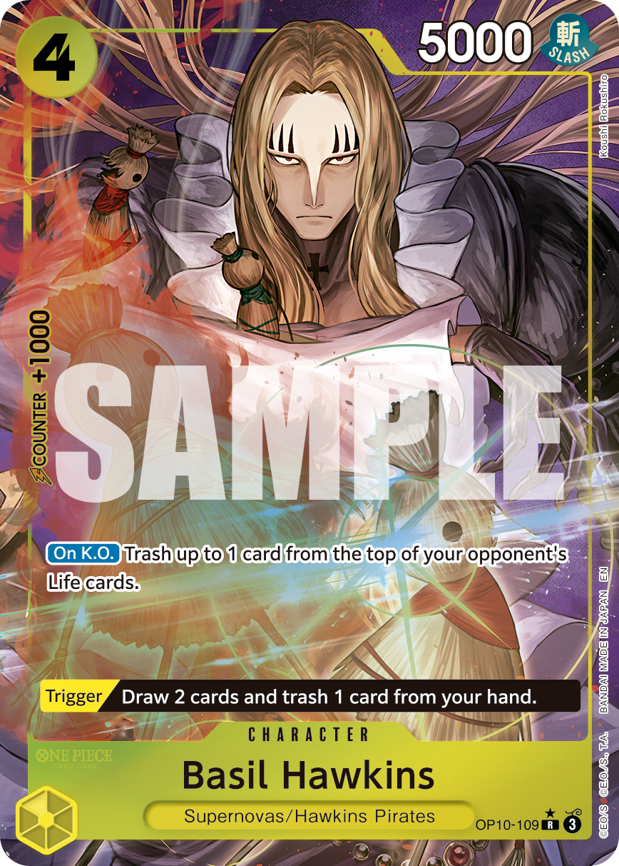 Basil Hawkins - OP10-109 OP10-109, the R printing from OP-10 of the One Piece Card Game