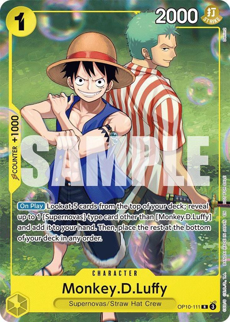 Monkey.D.Luffy OP10-111, the R printing from OP-10 of the One Piece Card Game