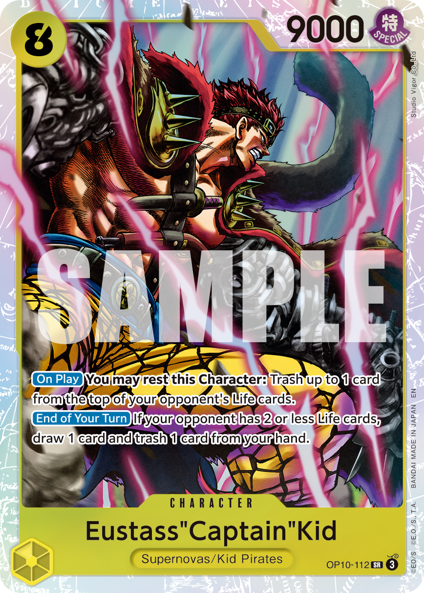 Eustass"Captain"Kid OP10-112, the SR printing from OP-10 of the One Piece Card Game