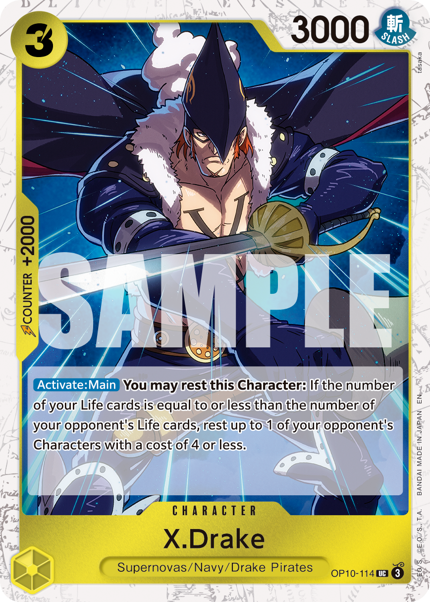 X.Drake OP10-114, the UC printing from OP-10 of the One Piece Card Game