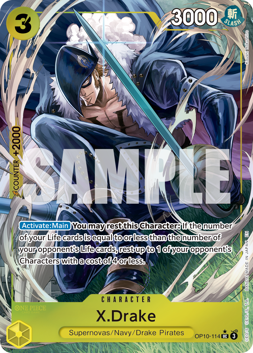 X.Drake OP10-114, the UC printing from OP-10 of the One Piece Card Game
