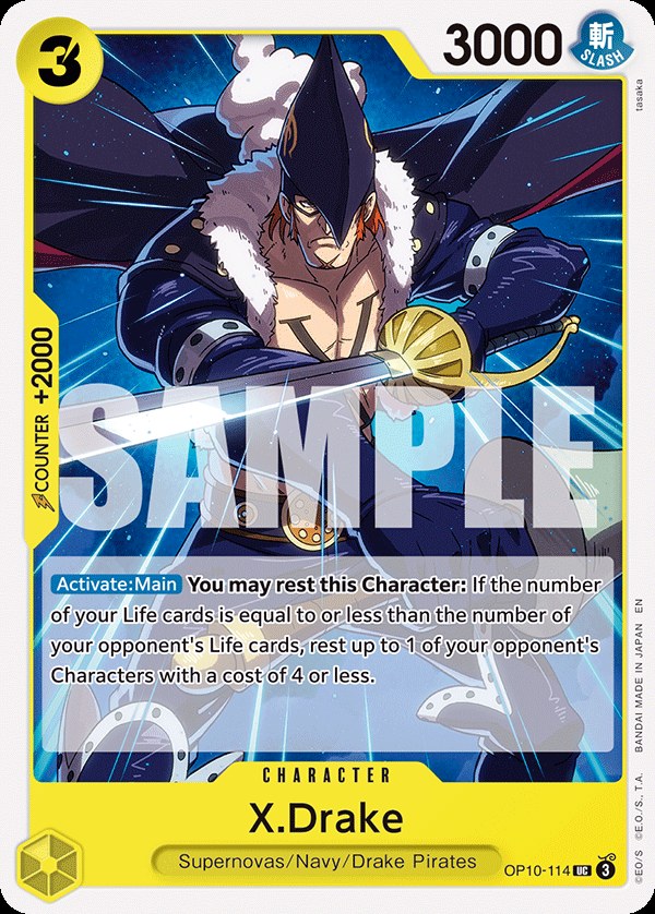 X.Drake OP10-114, the UC printing from OP-10 of the One Piece Card Game