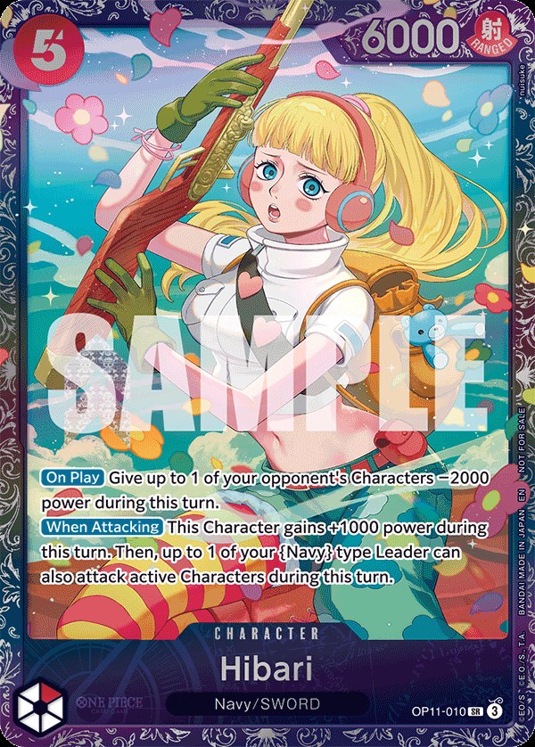 Hibari OP11-010, the SR printing from OP-11 of the One Piece Card Game