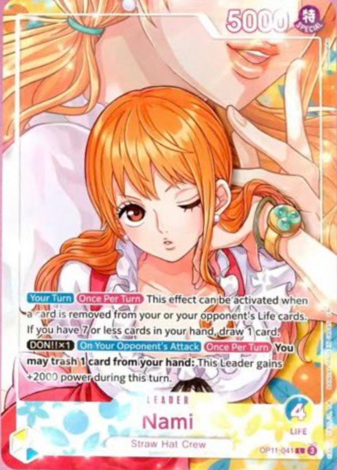 Nami OP11-041, the L printing from OP-11 of the One Piece Card Game