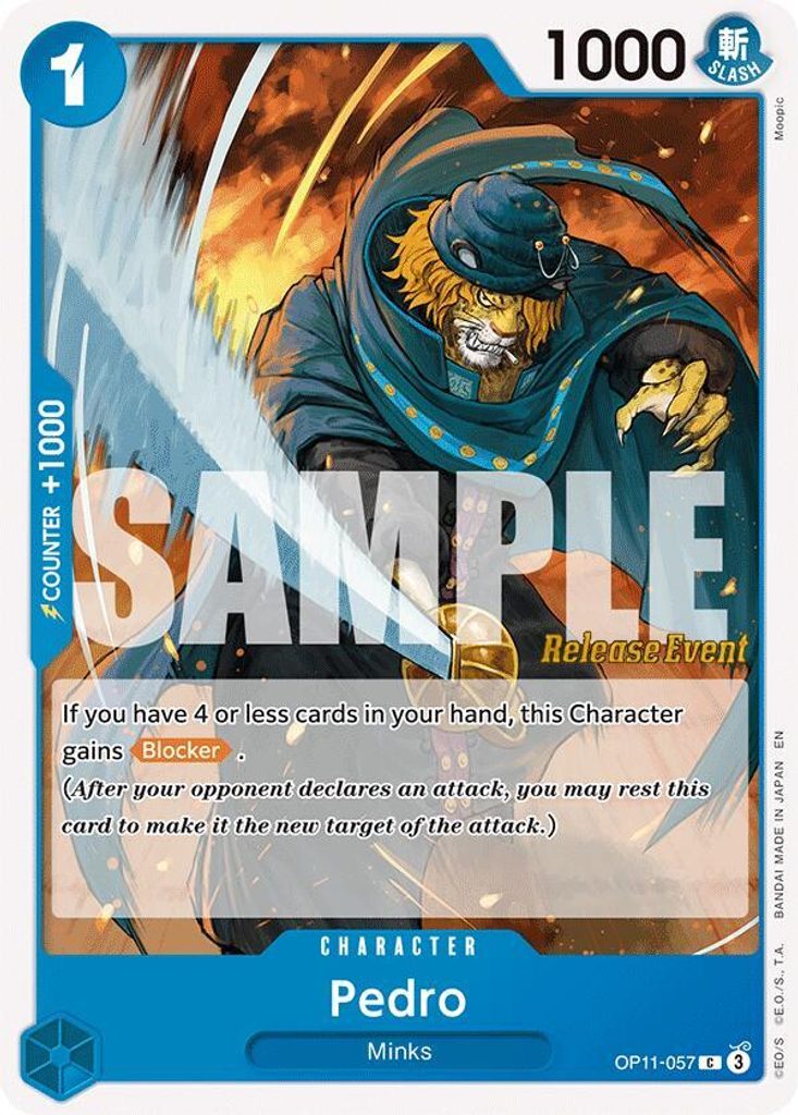Pedro OP11-057, the C printing from OP-11 of the One Piece Card Game