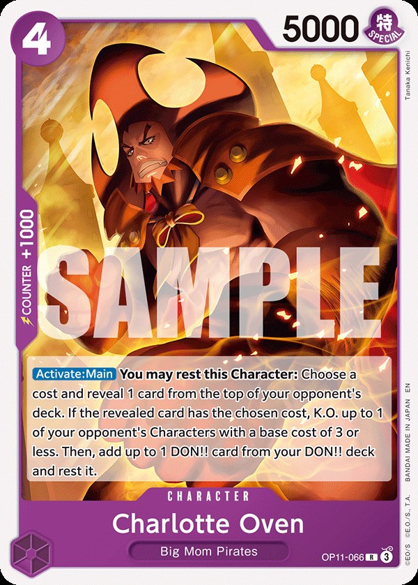Charlotte Oven OP11-066, the R printing from OP-11 of the One Piece Card Game
