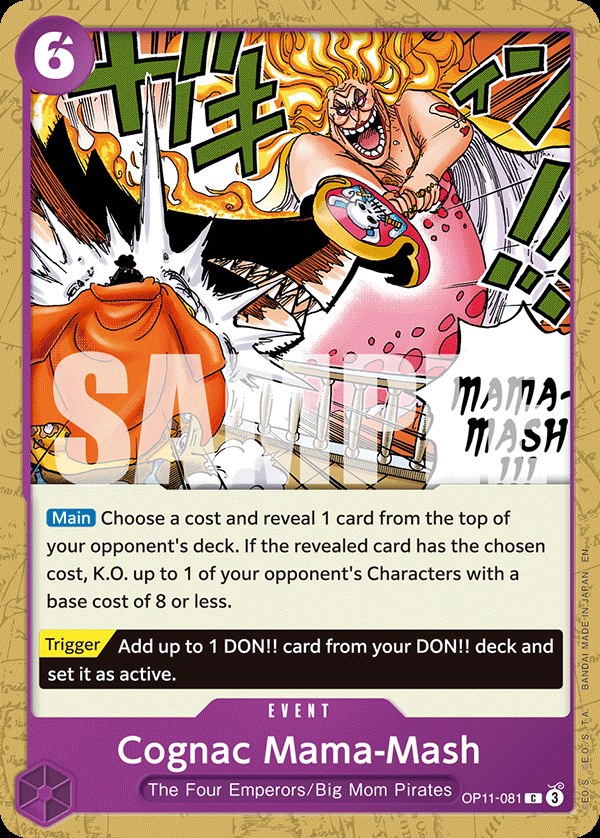 Cognac Mama-Mash OP11-081, the C printing from OP-11 of the One Piece Card Game