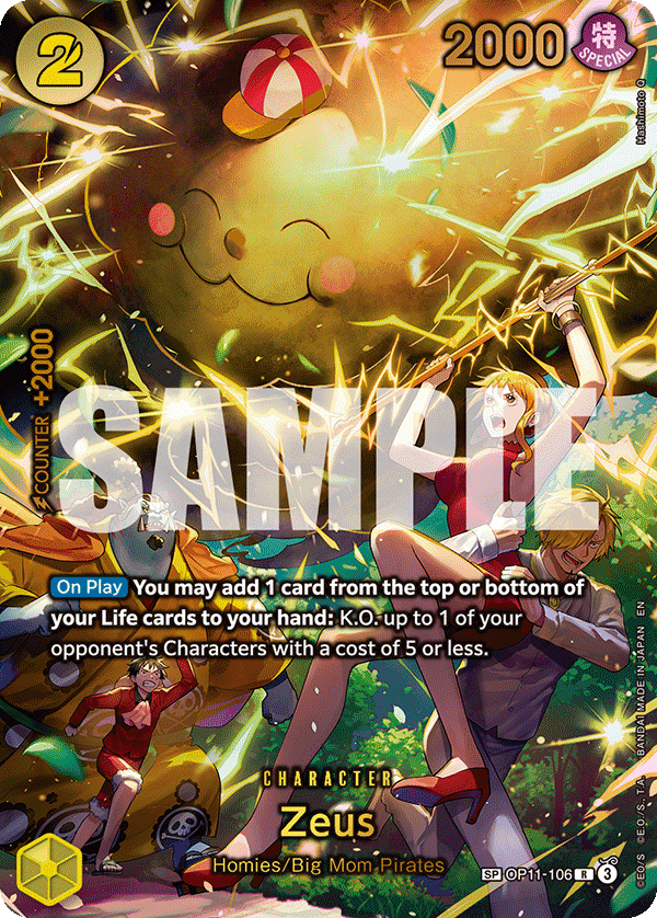 Zeus OP11-106, the R printing from OP-11 of the One Piece Card Game