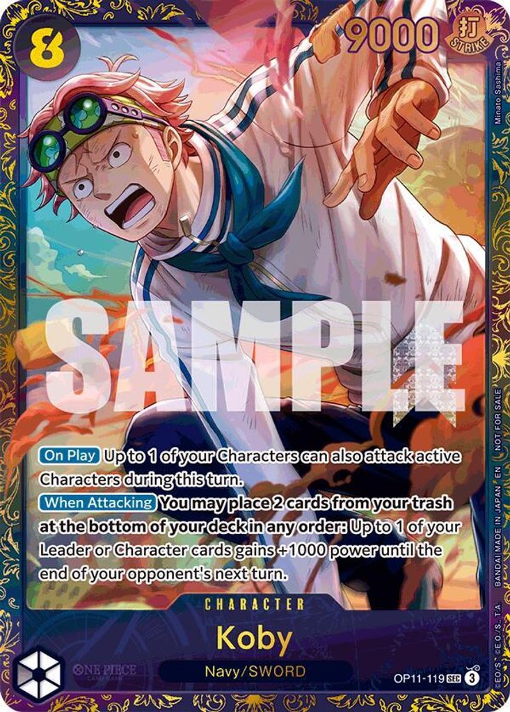 Koby OP11-119, the SEC printing from OP-11 of the One Piece Card Game