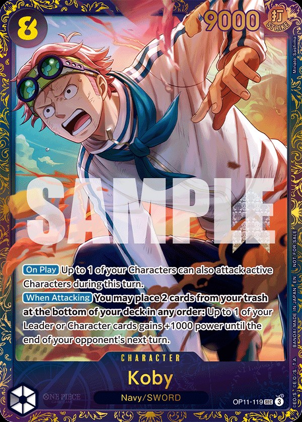 Koby OP11-119, the SEC printing from OP-11 of the One Piece Card Game