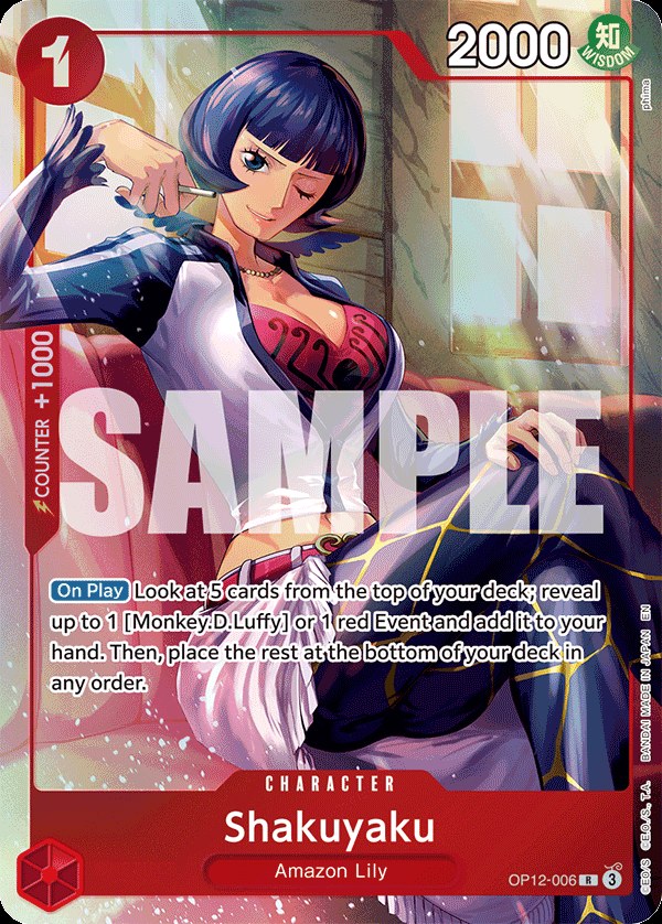 Shakuyaku OP12-006, the R printing from OP-12 of the One Piece Card Game