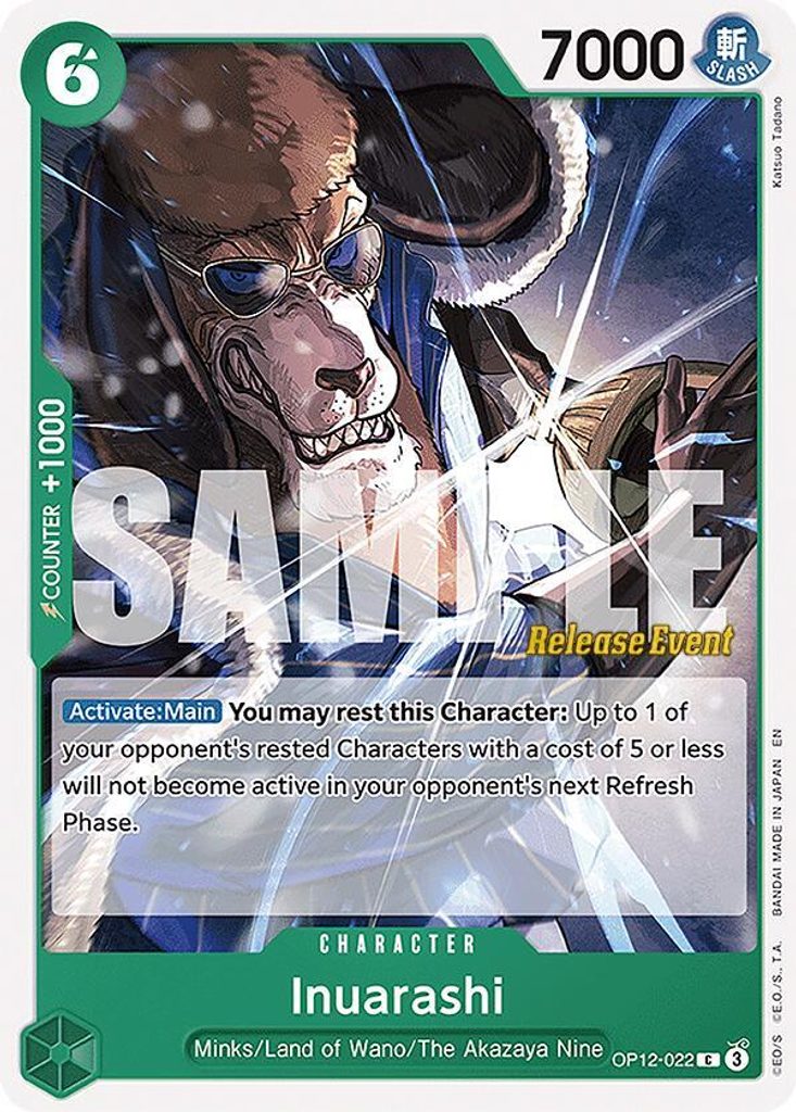 Inuarashi OP12-022, the C printing from OP-12 of the One Piece Card Game