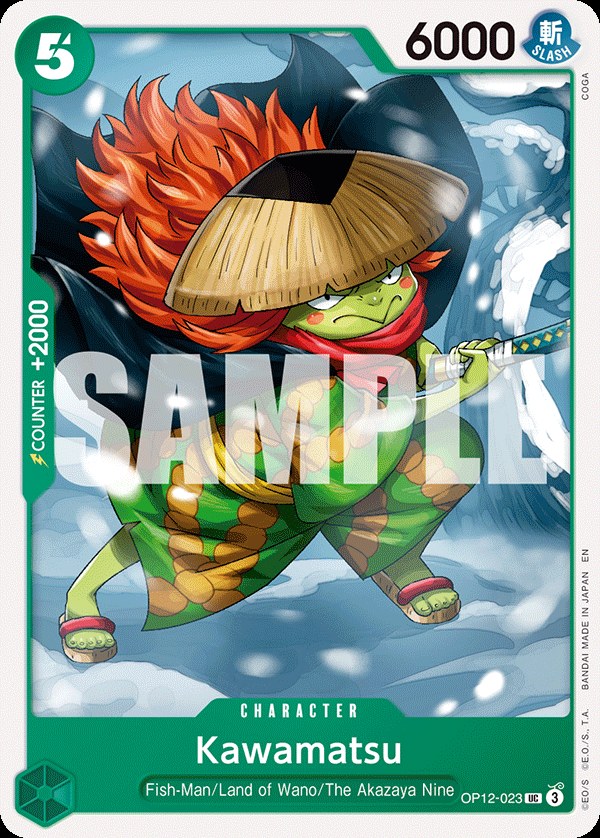 Kawamatsu OP12-023, the UC printing from OP-12 of the One Piece Card Game