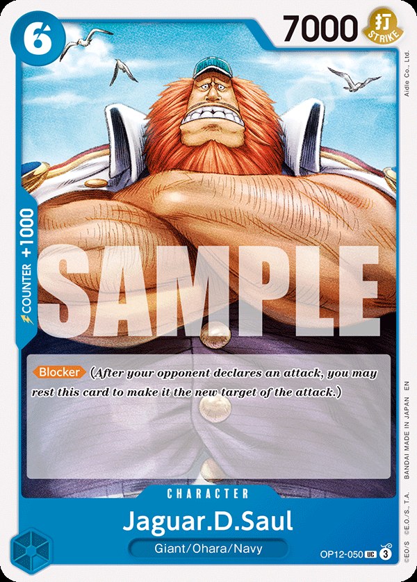 Jaguar.D.Saul OP12-050, the UC printing from OP-12 of the One Piece Card Game