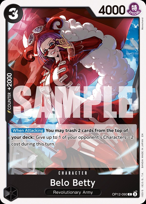Belo Betty OP12-090, the C printing from OP-12 of the One Piece Card Game