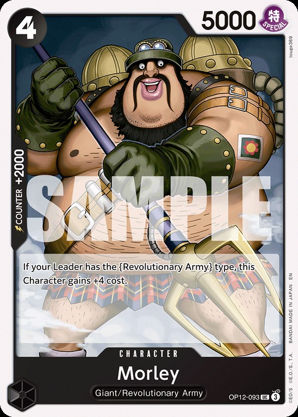 Morley OP12-093, the UC printing from OP-12 of the One Piece Card Game