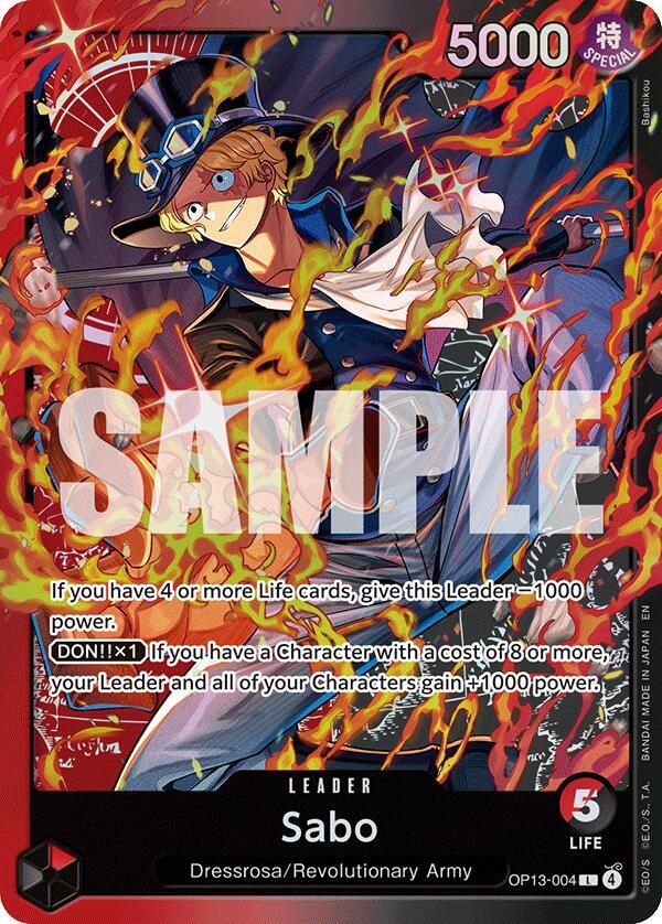 Sabo OP13-004, the L printing from OP-13 of the One Piece Card Game
