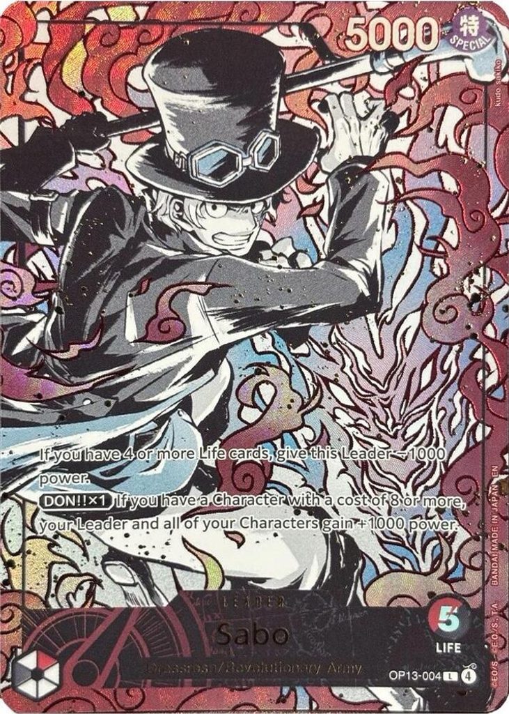 Sabo OP13-004, the L printing from OP-13 of the One Piece Card Game