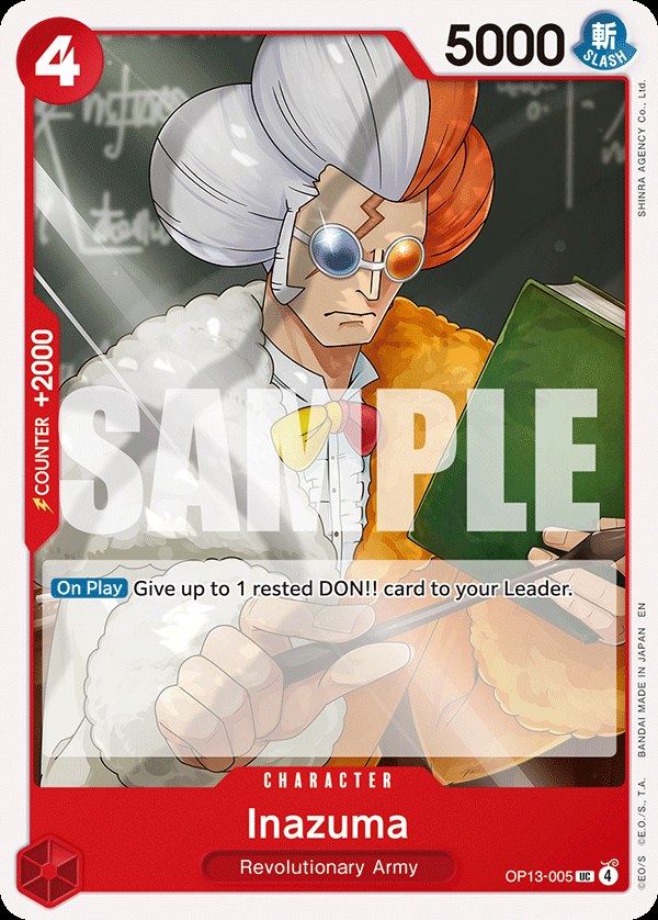 Inazuma OP13-005, the UC printing from OP-13 of the One Piece Card Game