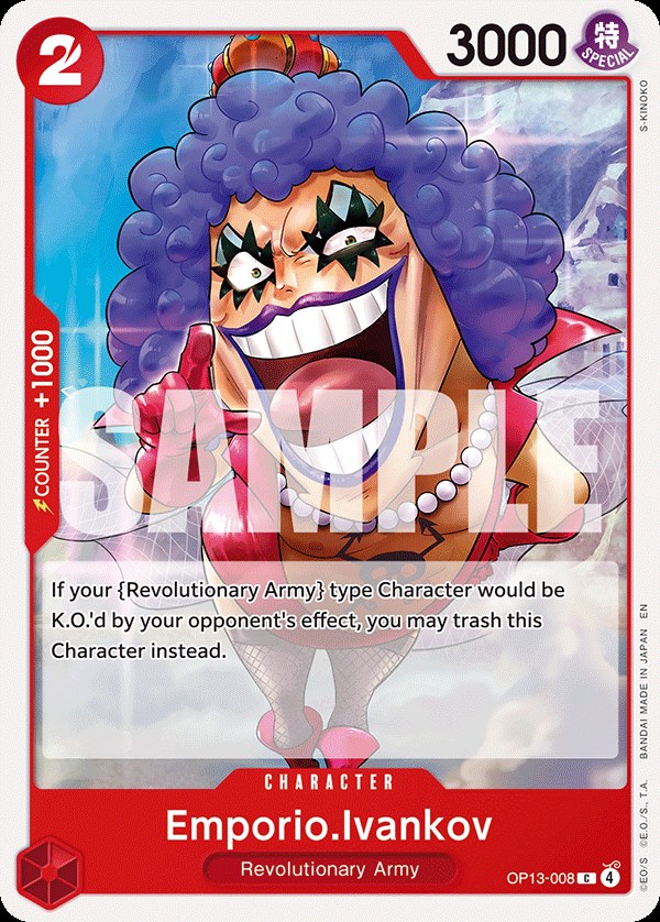 Emporio.Ivankov OP13-008, the C printing from OP-13 of the One Piece Card Game