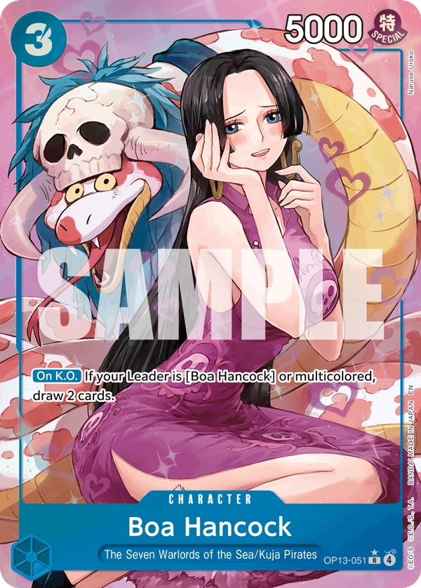 Boa Hancock OP13-051, the R printing from OP-13 of the One Piece Card Game