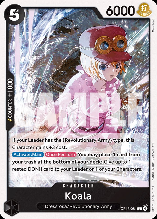 Koala OP13-081, the C printing from OP-13 of the One Piece Card Game