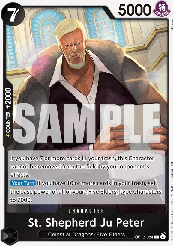 St. Shepherd Ju Peter OP13-084, the R printing from OP-13 of the One Piece Card Game