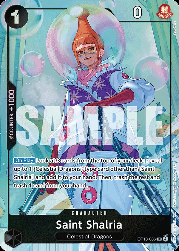 Saint Shalria OP13-086, the UC printing from OP-13 of the One Piece Card Game