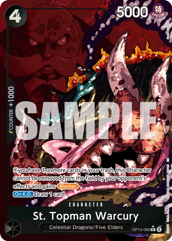 St. Topman Warcury OP13-089, the R printing from OP-13 of the One Piece Card Game