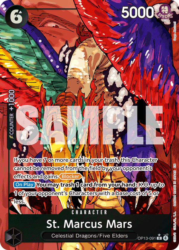 St. Marcus Mars OP13-091, the R printing from OP-13 of the One Piece Card Game