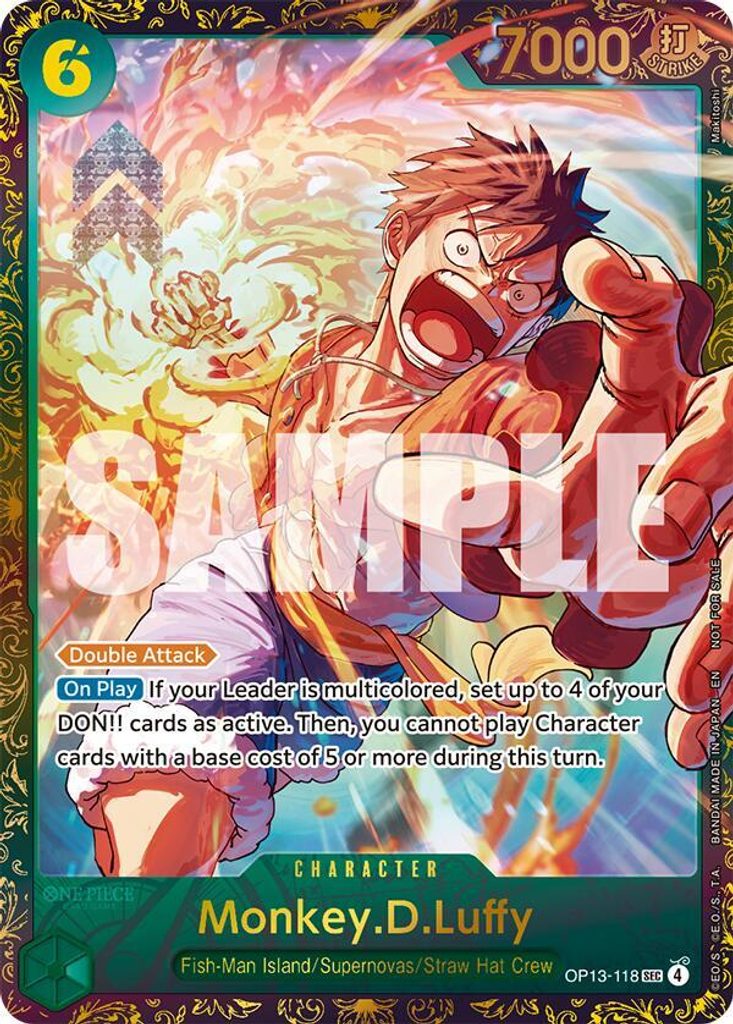 Monkey.D.Luffy OP13-118, the SEC printing from OP-13 of the One Piece Card Game