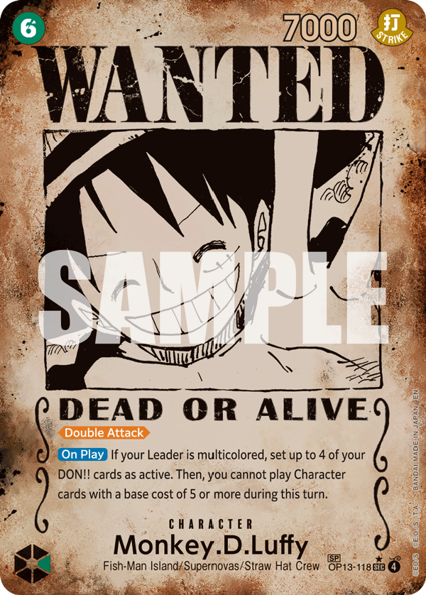 Monkey.D.Luffy (118) OP13-118, the SP printing from OP-13 of the One Piece Card Game