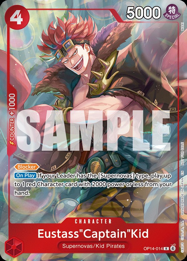 Eustass"Captain"Kid OP14-014, the R printing from OP-14 of the One Piece Card Game