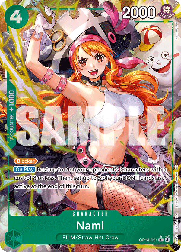 Nami OP14-031, the SR printing from OP-14 of the One Piece Card Game
