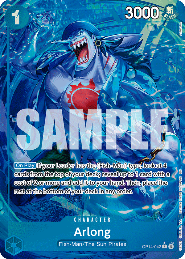 Arlong OP14-042, the R printing from OP-14 of the One Piece Card Game