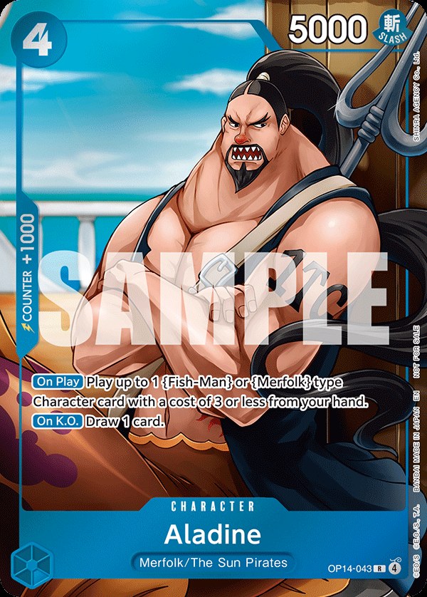 Aladine OP14-043, the R printing from OP-14 of the One Piece Card Game