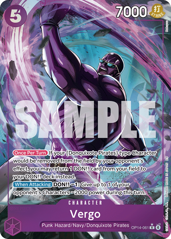 Vergo OP14-061, the R printing from OP-14 of the One Piece Card Game