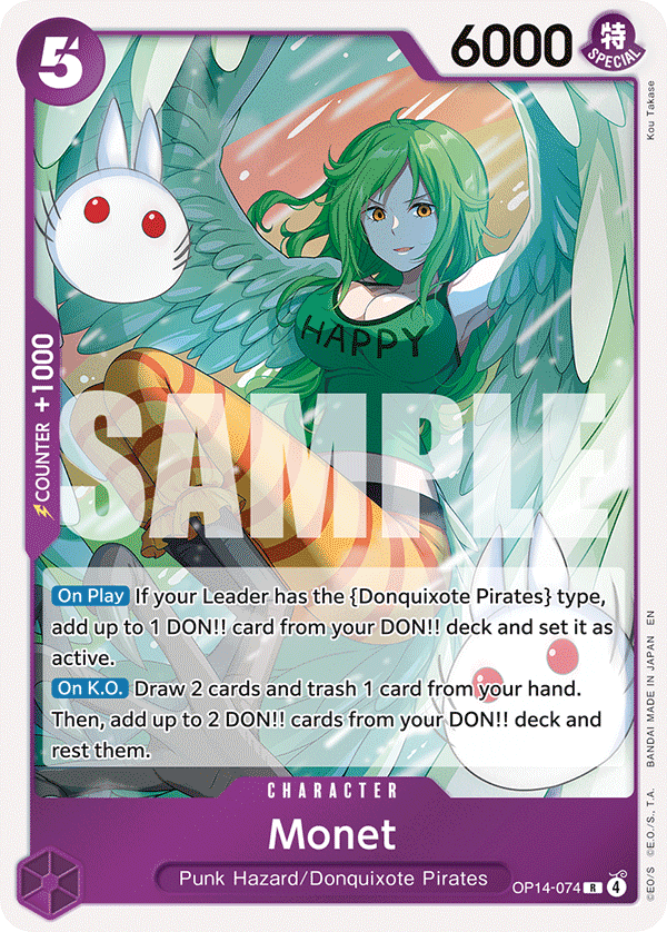 Monet OP14-074, the R printing from OP-14 of the One Piece Card Game