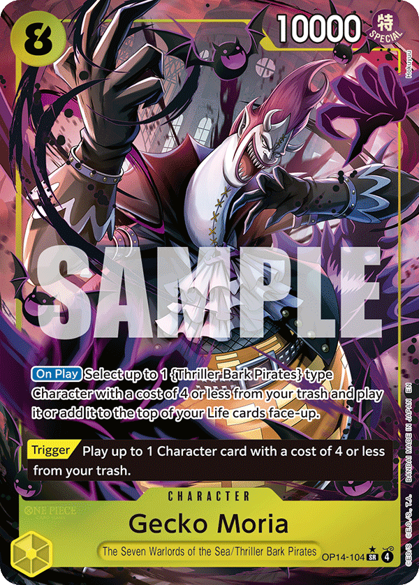 Gecko Moria - OP14-104 OP14-104, the SR printing from OP-14 of the One Piece Card Game