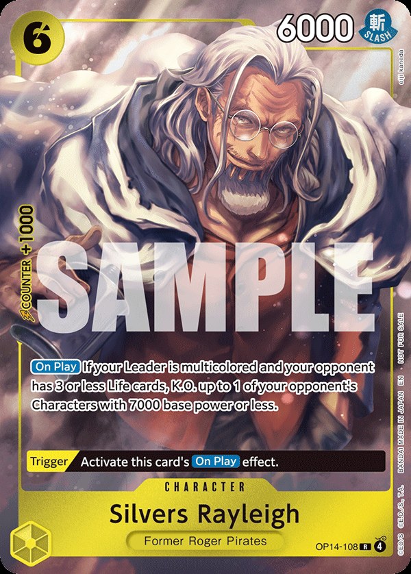 Silvers Rayleigh OP14-108, the R printing from OP-14 of the One Piece Card Game