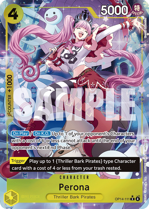 Perona - OP14-111 OP14-111, the R printing from OP-14 of the One Piece Card Game
