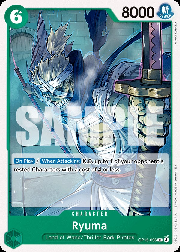 Ryuma OP15-036, the C printing from OP-15 of the One Piece Card Game