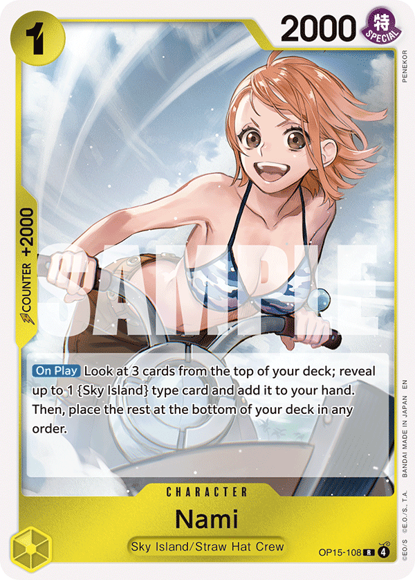Nami (OP15-108) OP15-108, the R printing from OP-15 of the One Piece Card Game