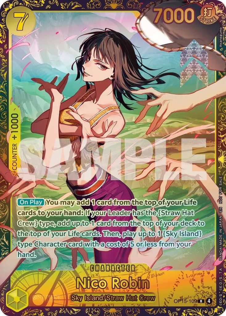 Nico Robin OP15-109, the R printing from OP-15 of the One Piece Card Game