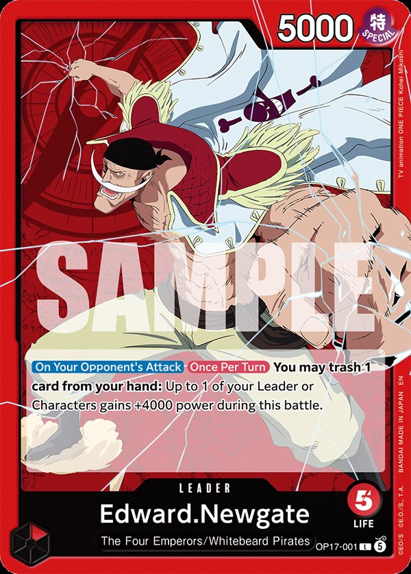 Edward.Newgate (001) OP17-001, the L printing from OP-17 of the One Piece Card Game