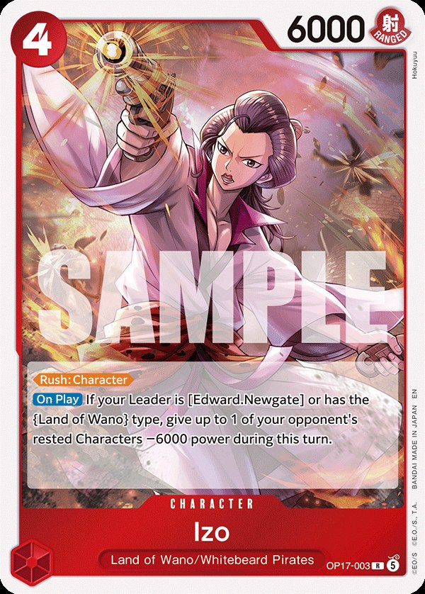 Izo OP17-003, the R printing from OP-17 of the One Piece Card Game