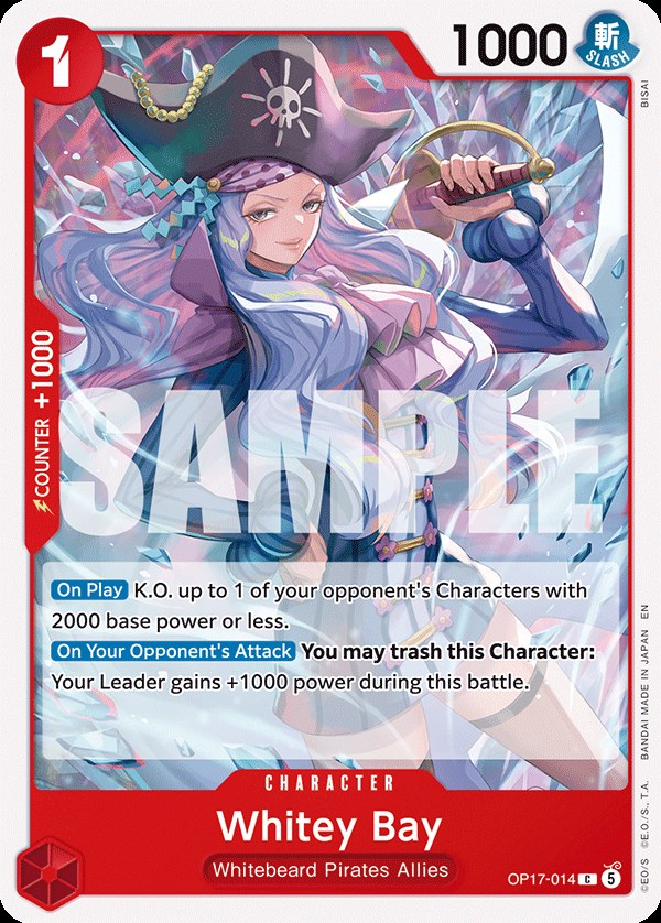 Whitey Bay OP17-014, the C printing from OP-17 of the One Piece Card Game