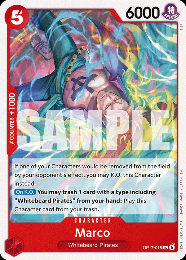 Marco OP17-015, the UC printing from OP-17 of the One Piece Card Game