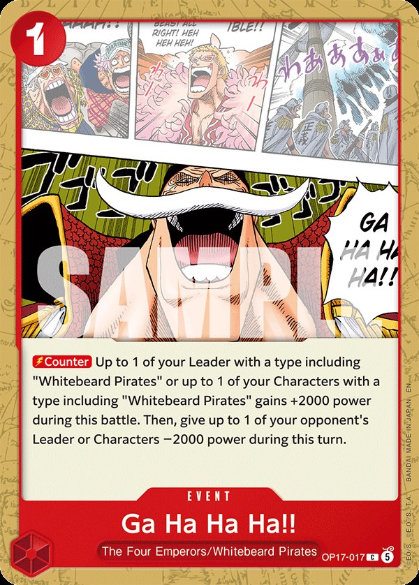 Ga Ha Ha Ha!! OP17-017, the C printing from OP-17 of the One Piece Card Game