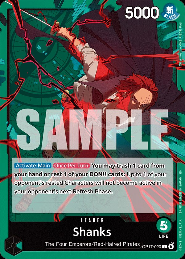 Shanks (020) OP17-020, the L printing from OP-17 of the One Piece Card Game